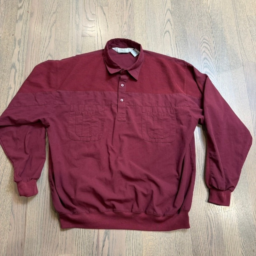Classics by Palmland Mens Burgundy Ribbed Collar Pullover Polo Shirt XL